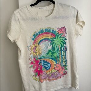 MOTHER Cream Graphic Tee with Colorful Design